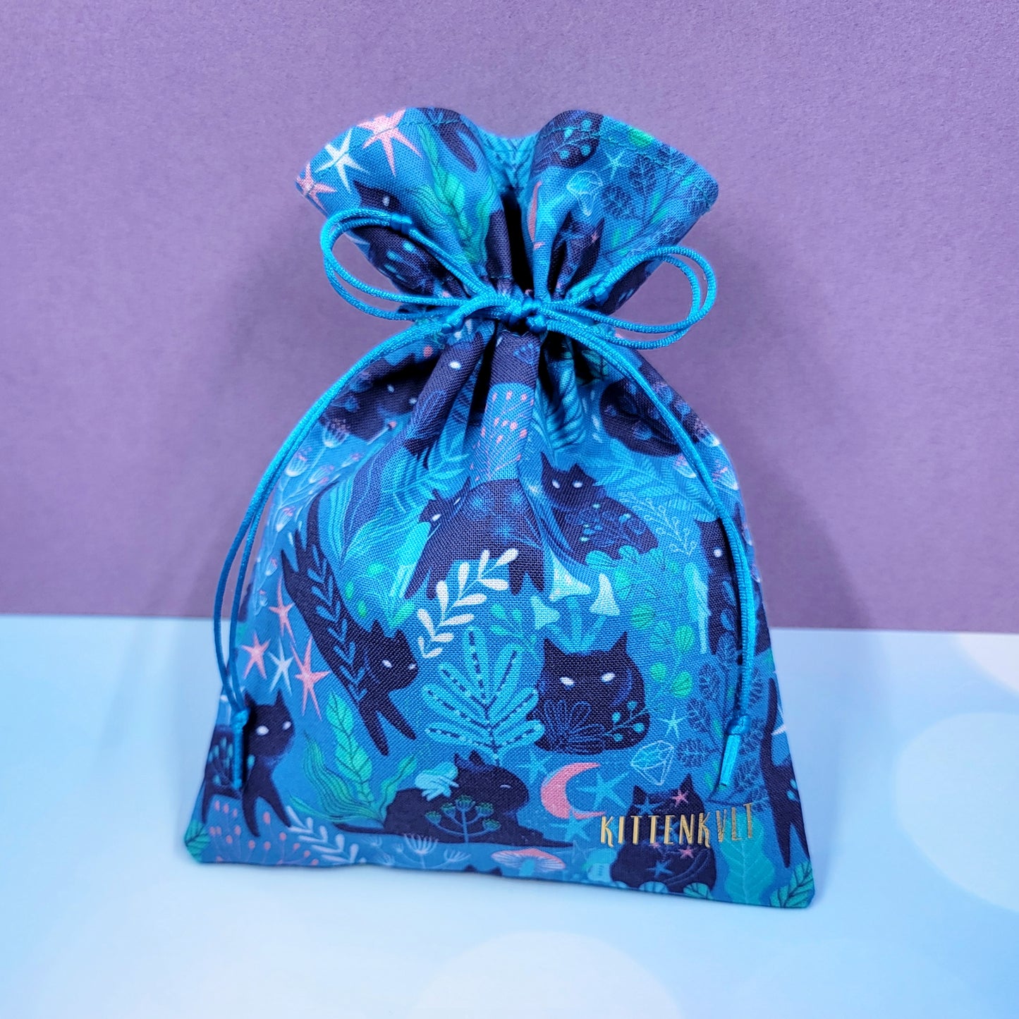 Mystical Witchy Kitty Cat Fairy Garden Trinket Pouch