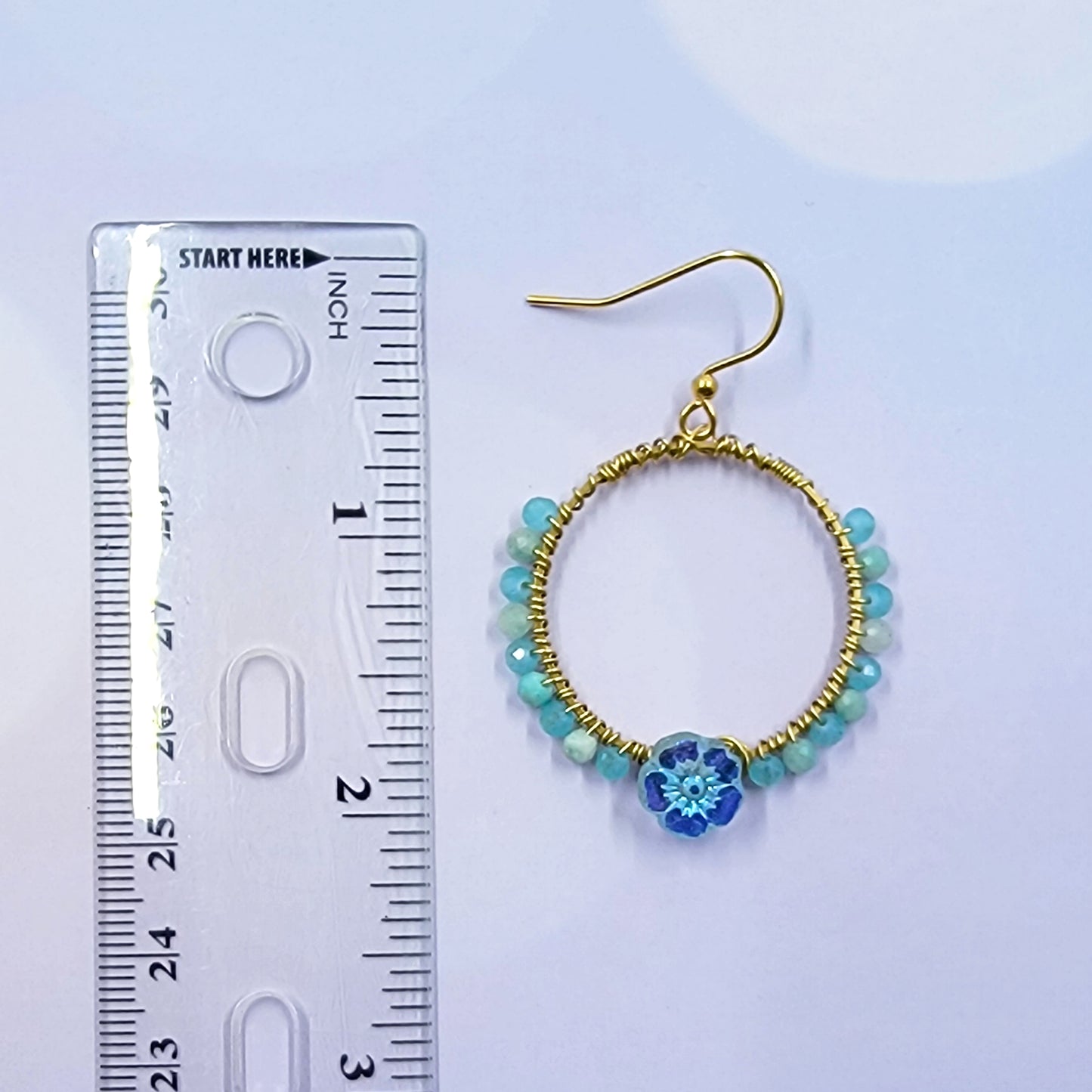 Amazonite Flower Hoop Earrings