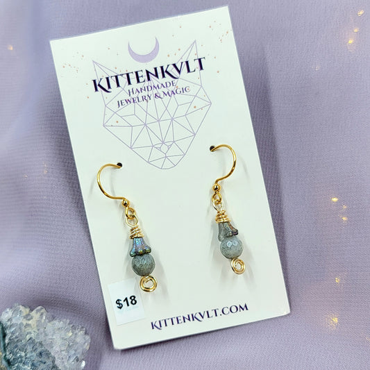 Dainty Fairy Ethereal Labradorite Flower Earrings
