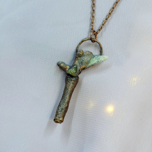 Real Twig & Labradorite Electroformed Copper Necklace
