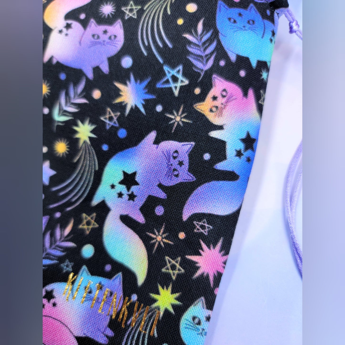 Witchy Mystical Celestial Rainbow Kitty Cats Trinket Pouch