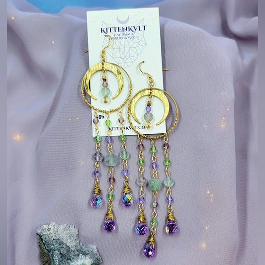 Ethereal Fluorite Fairy Sun Catcher Earrings