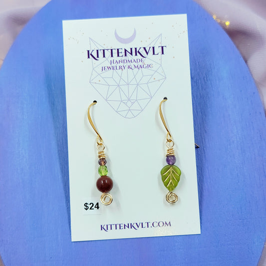 Earthy Fairy Jasper & Amethyst Earrings