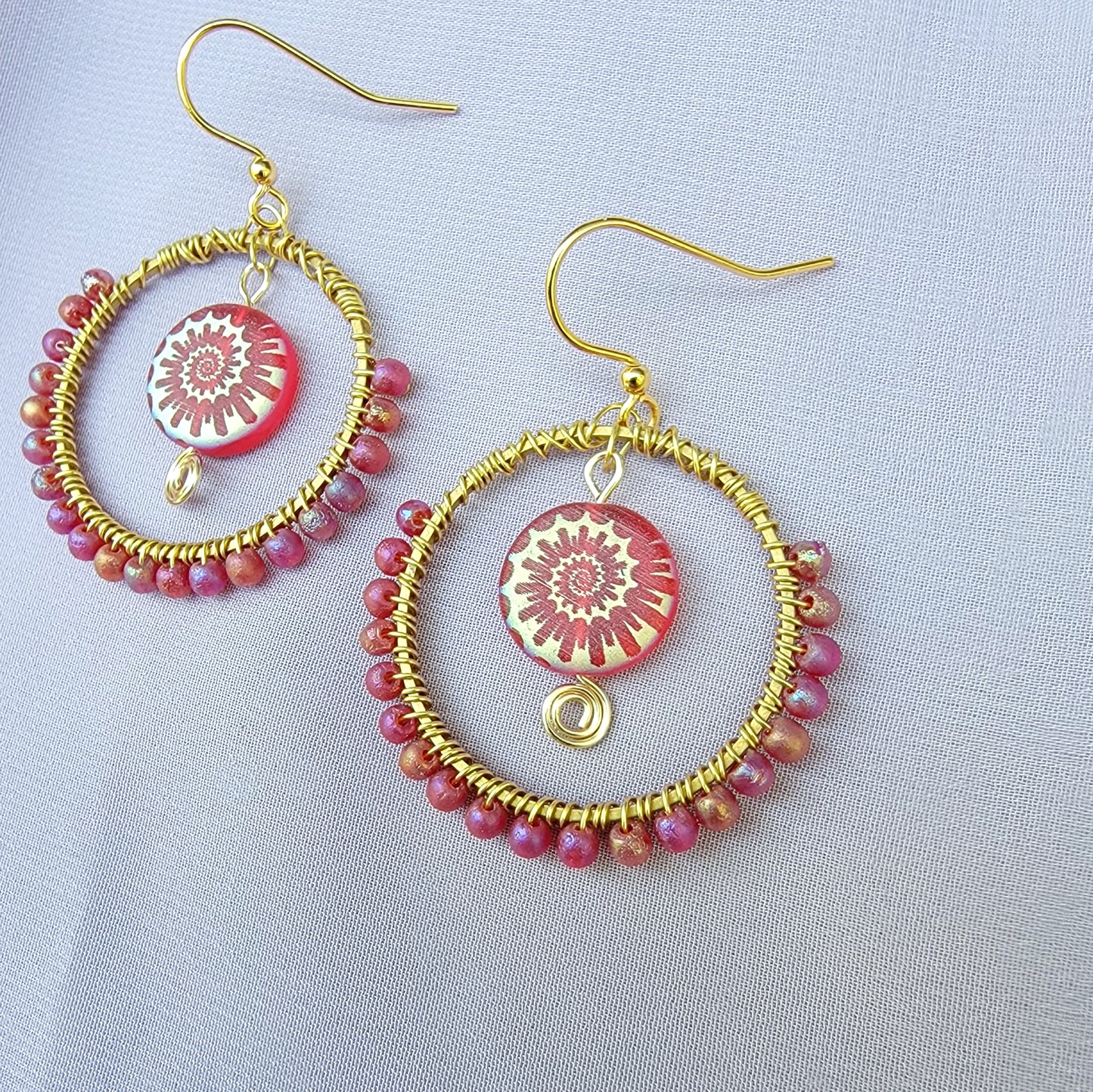 Mystical Ammonite Glass Sea Witch Earrings