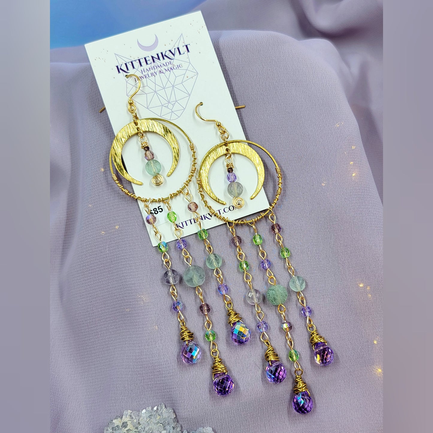 Ethereal Fluorite Fairy Sun Catcher Earrings