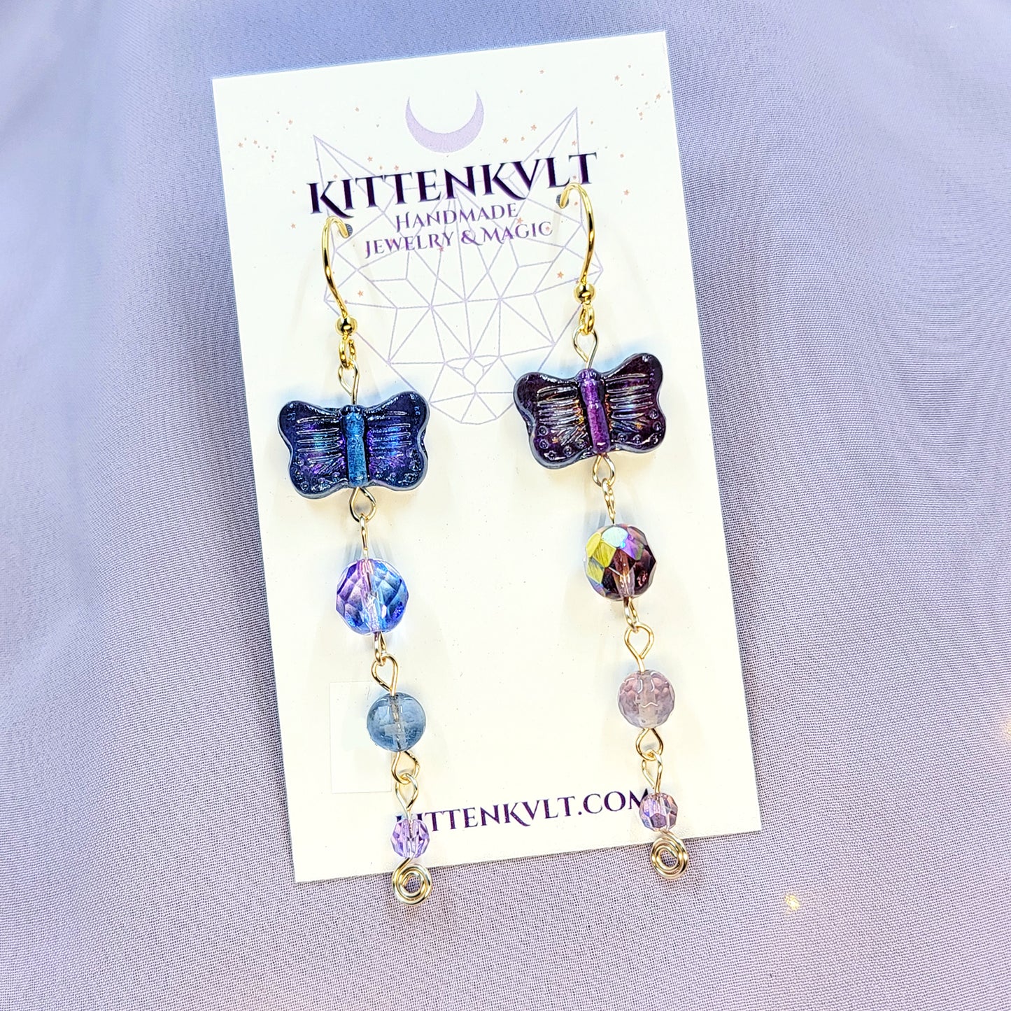 Fluorite & Amethyst Magical Butterfly Earrings