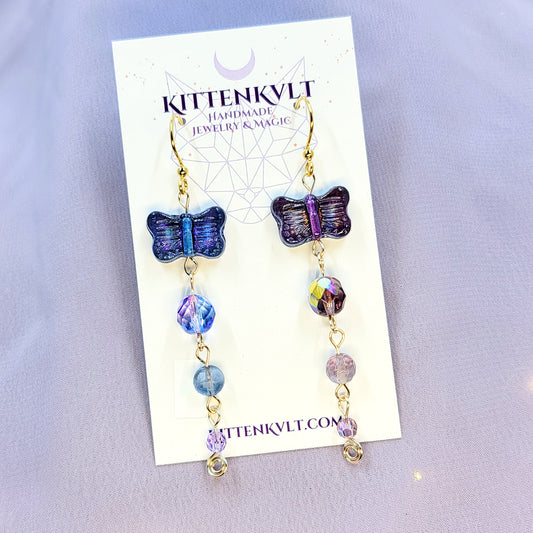 Fluorite & Amethyst Magical Butterfly Earrings