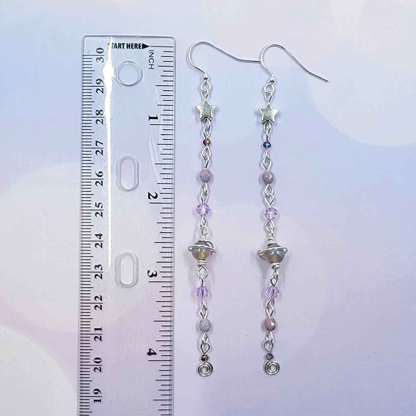 Ethereal Aura Agate & Czech Glass Planet Celestial Earrings
