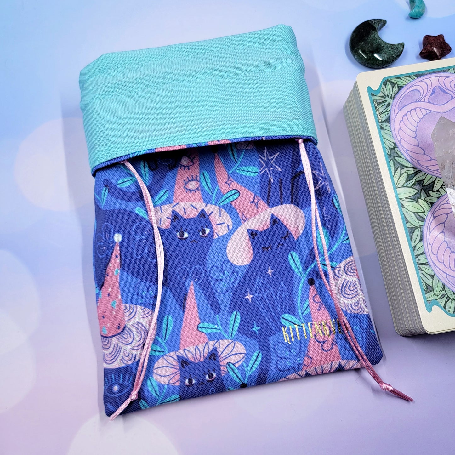 Witchy Mystical Kitty Garden Tarot Pouch