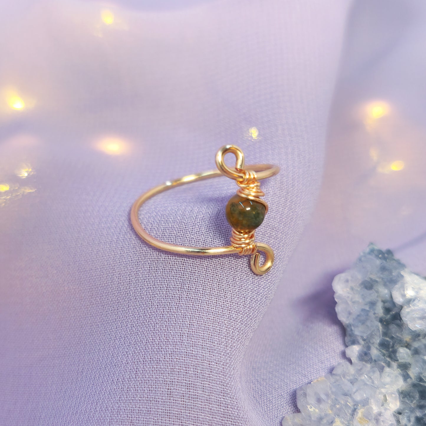Earthy Fairy Moss Agate Ring