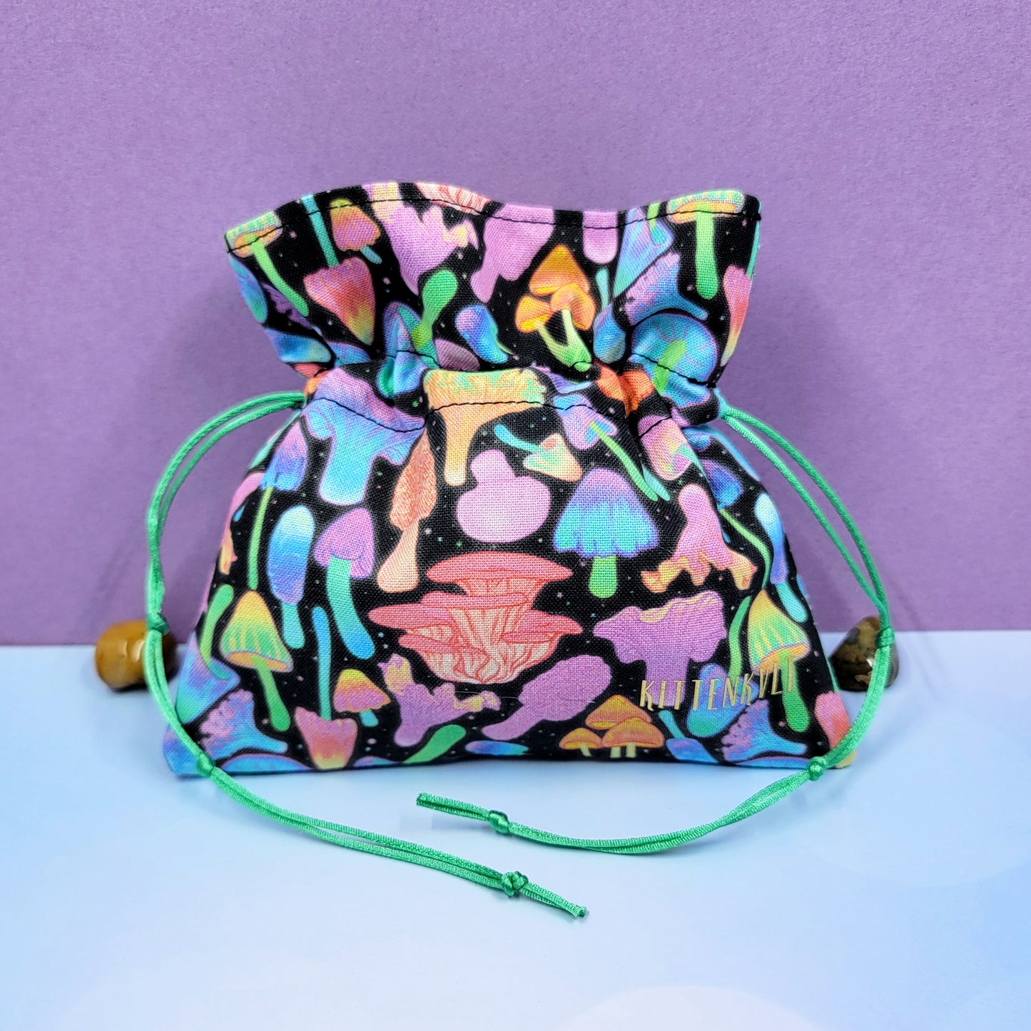 Physchedelic Rainbow Mushroom Crystal Pouch