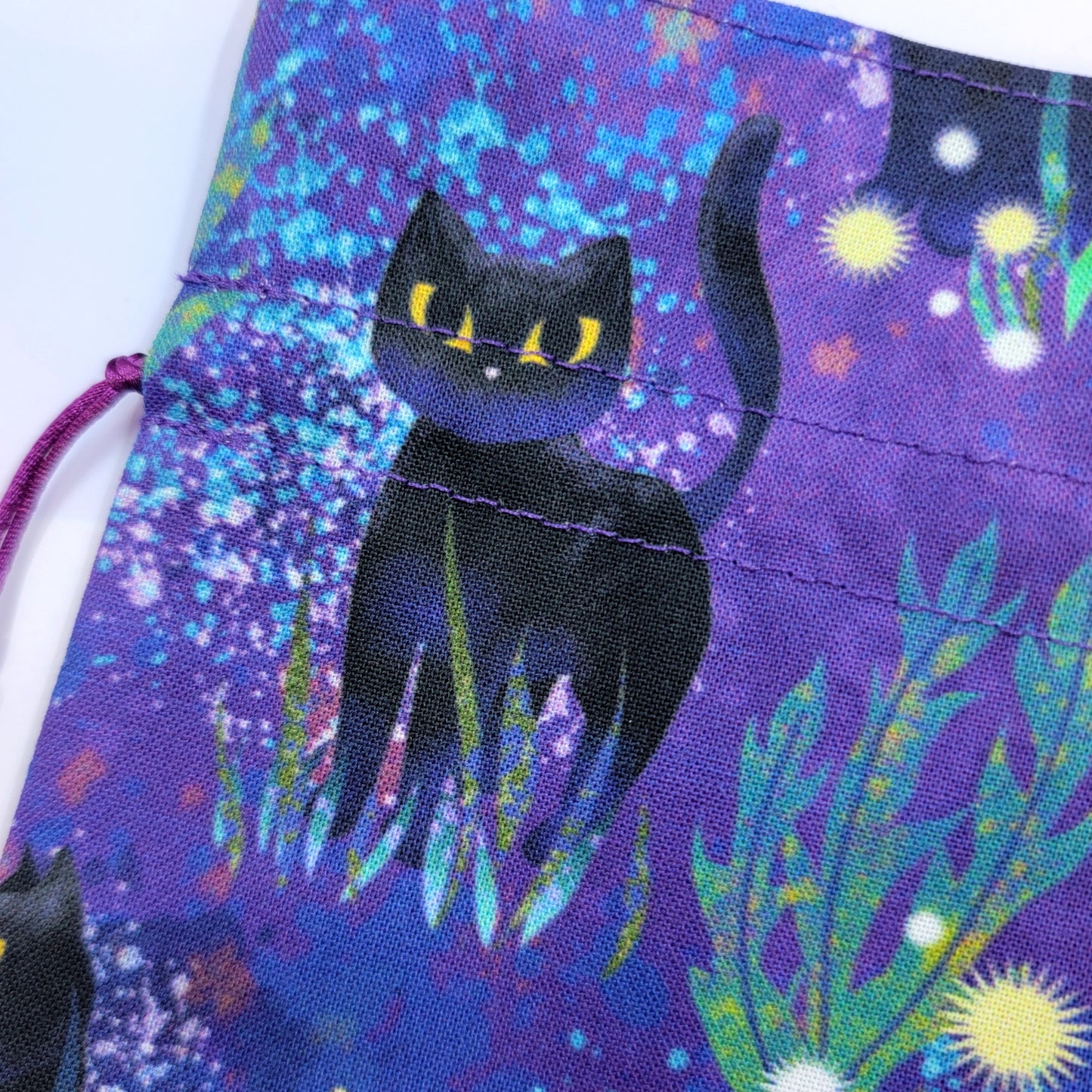 Mystical Witchy Black Cat Crystal Pouch
