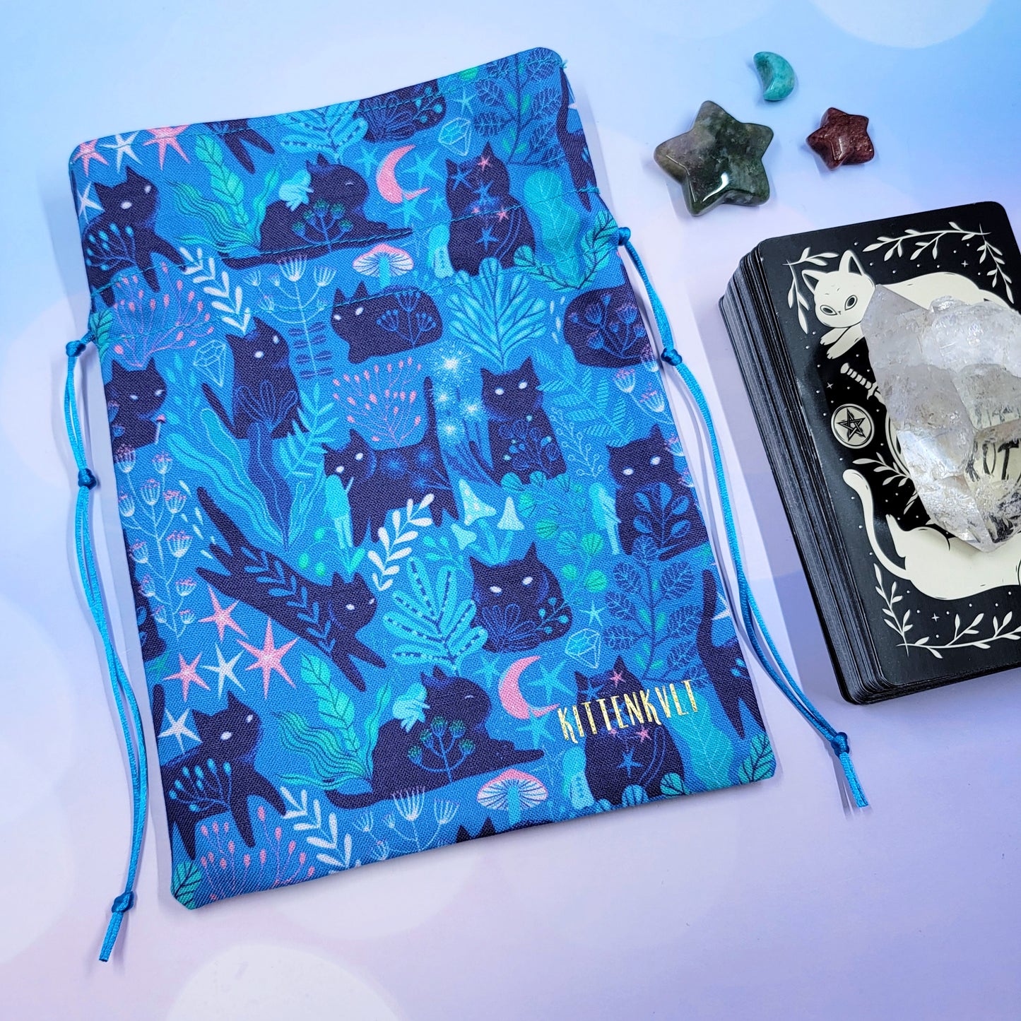 Mystical Witchy Kitty Cat Fairy Garden Trinket Pouch