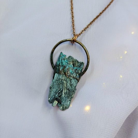 Black Kyanite Patina Dark Mountain Electroformed Copper Necklace
