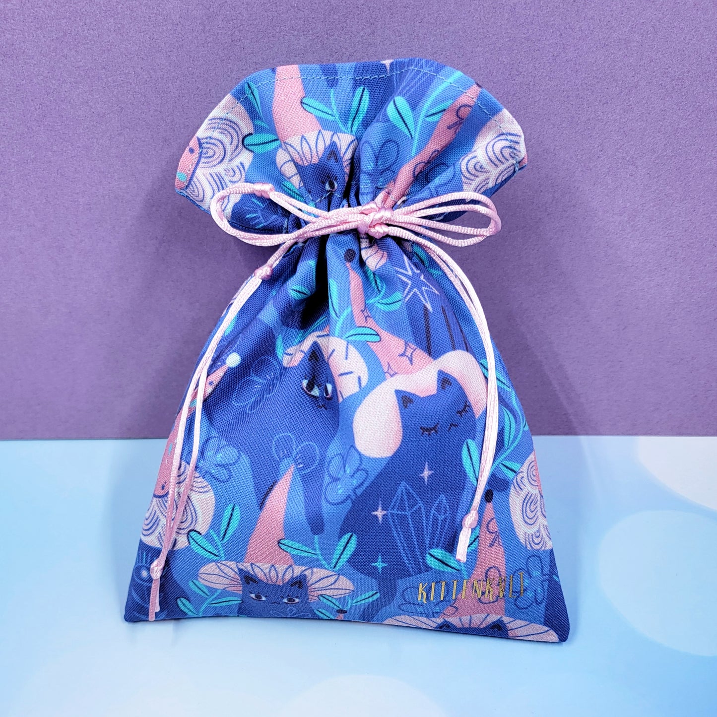 Mystical Witchy Kitty Cat Pastel Garden Trinket Pouch