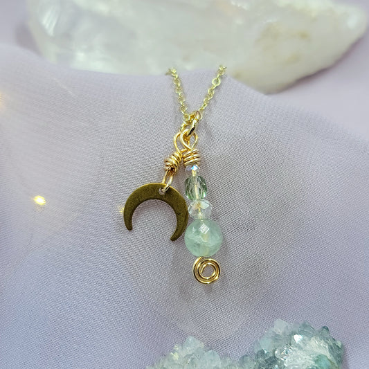 Ethereal Celestial Fluorite Moon Fairy Witch Necklace