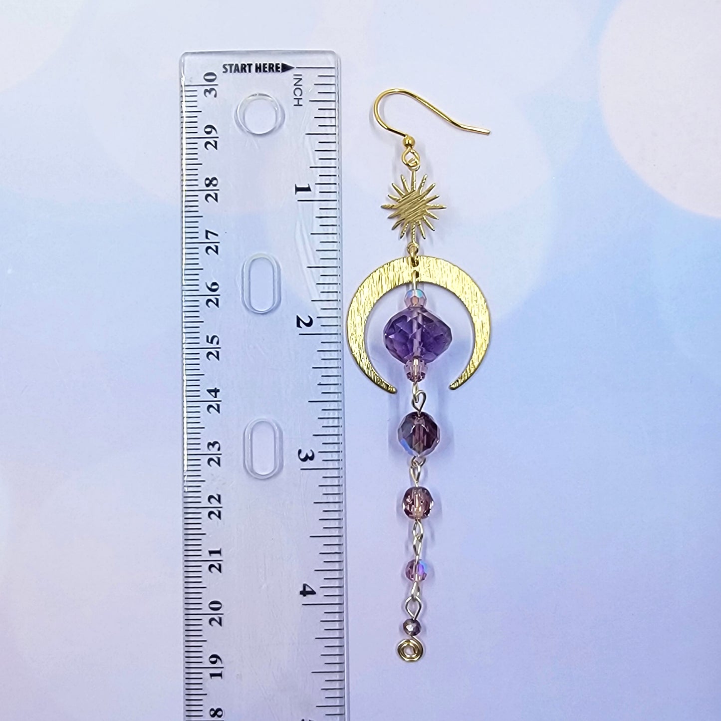 Celestial Cosmic Amethyst & Czech Glass Earrings
