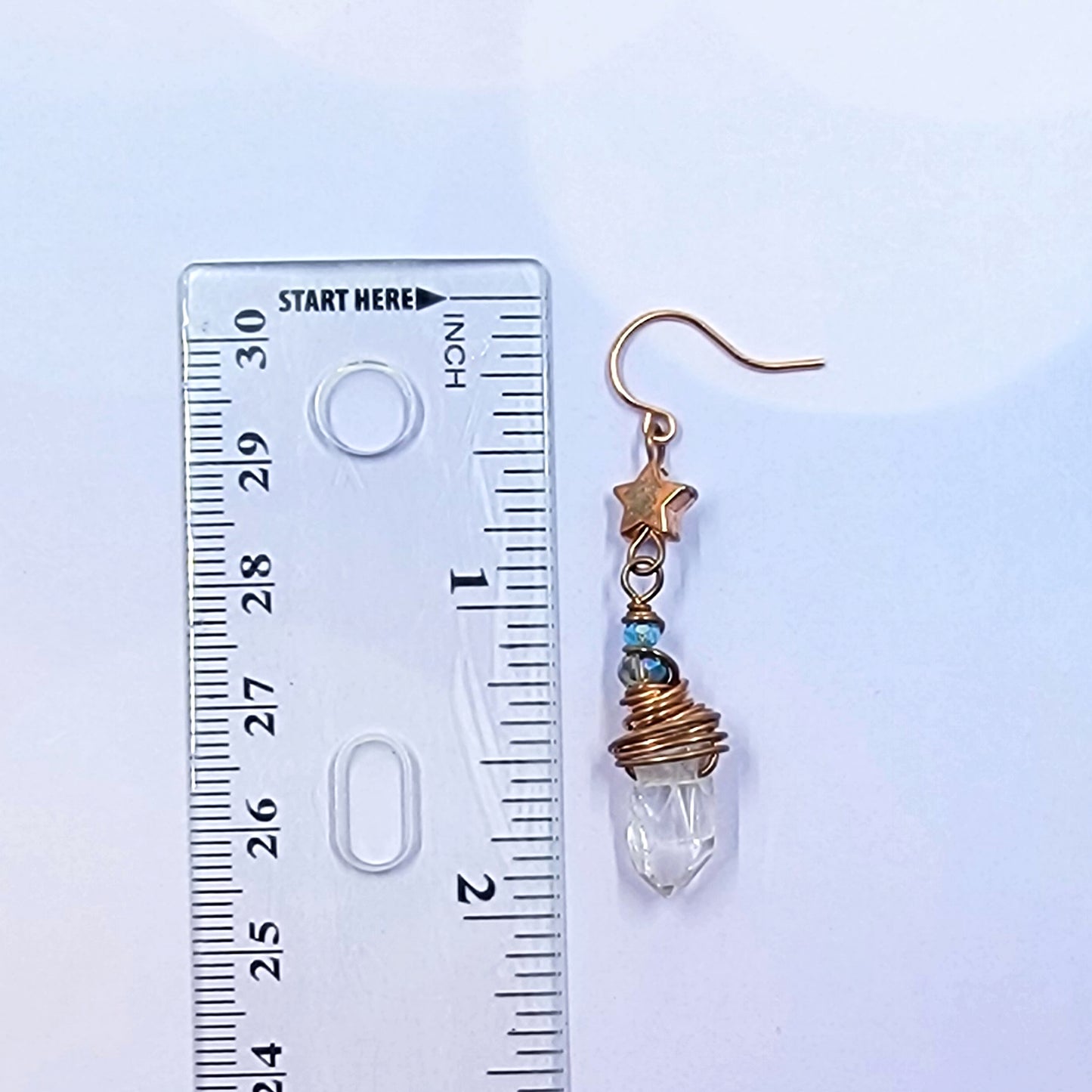 Celestial Witchy Quartz Star Earrings, Copper Crystal Dainty Ethereal Fairy Space Witch Earrings