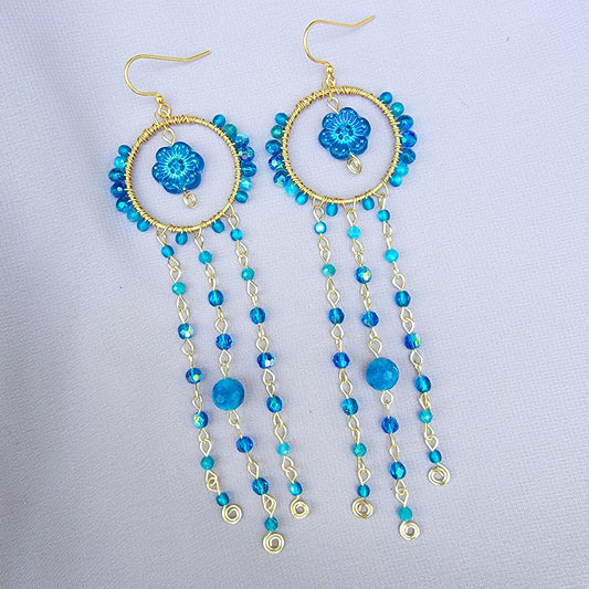 Blue Apatite Flower Earrings