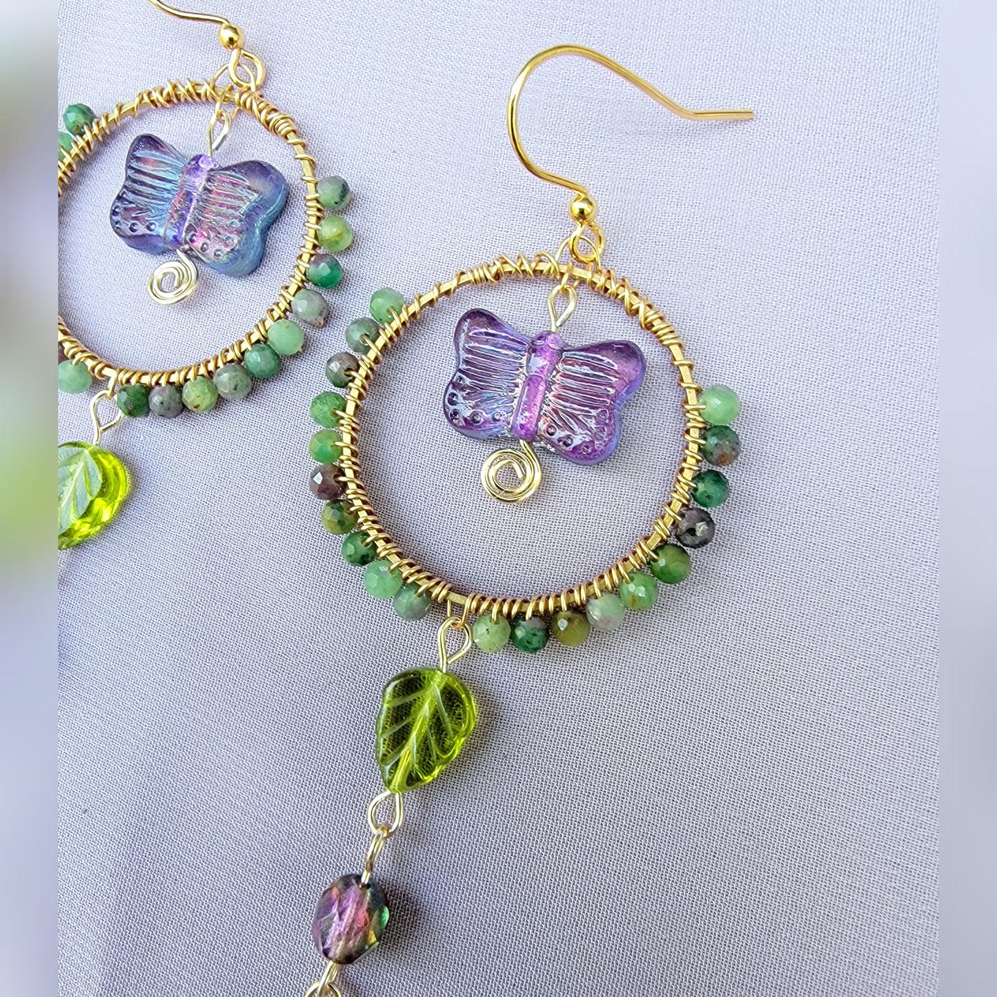Fuschite Ruby Butterfly Garden Earrings
