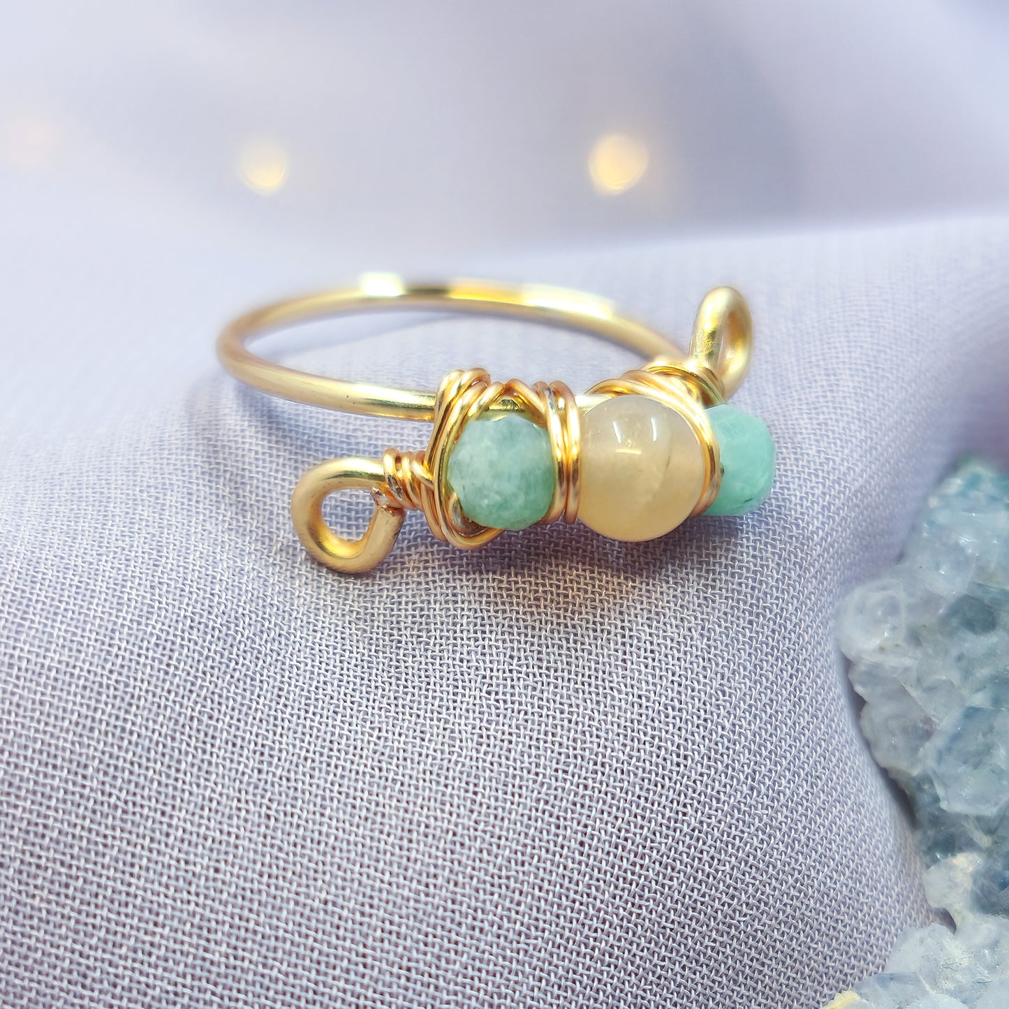 Fairy Sunstone & Amazonite Ring