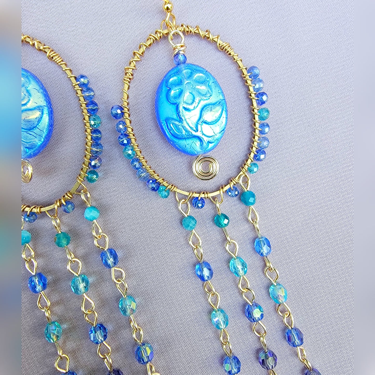 Blue Apatite Flower Earrings