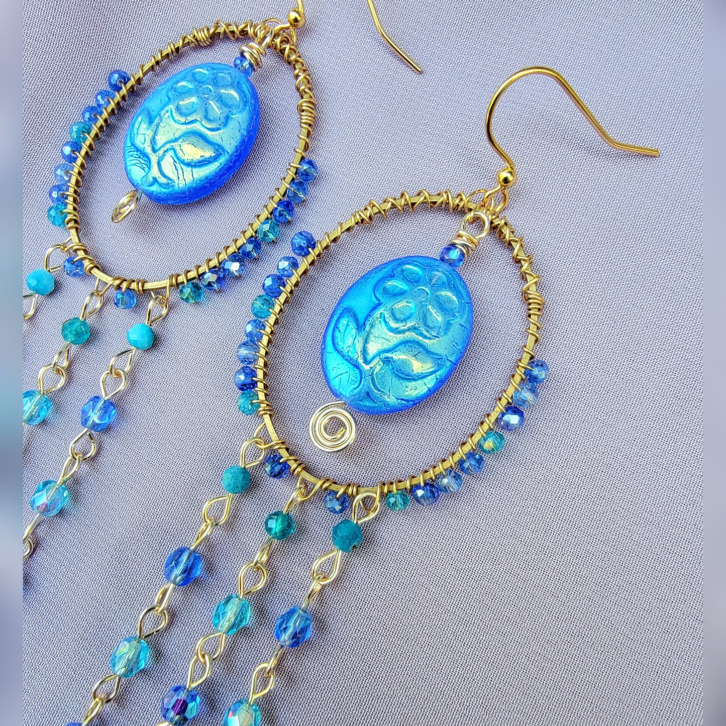 Blue Apatite Flower Earrings