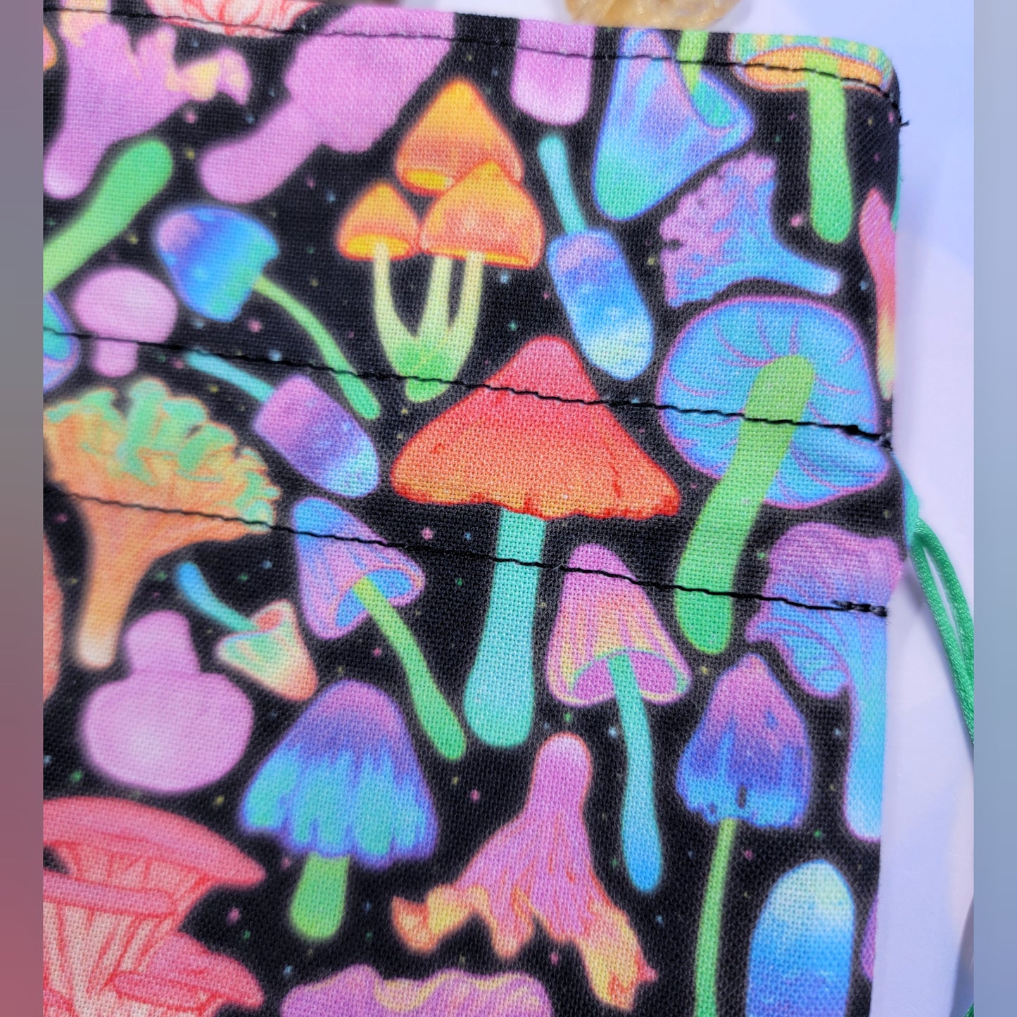 Physchedelic Rainbow Mushroom Crystal Pouch