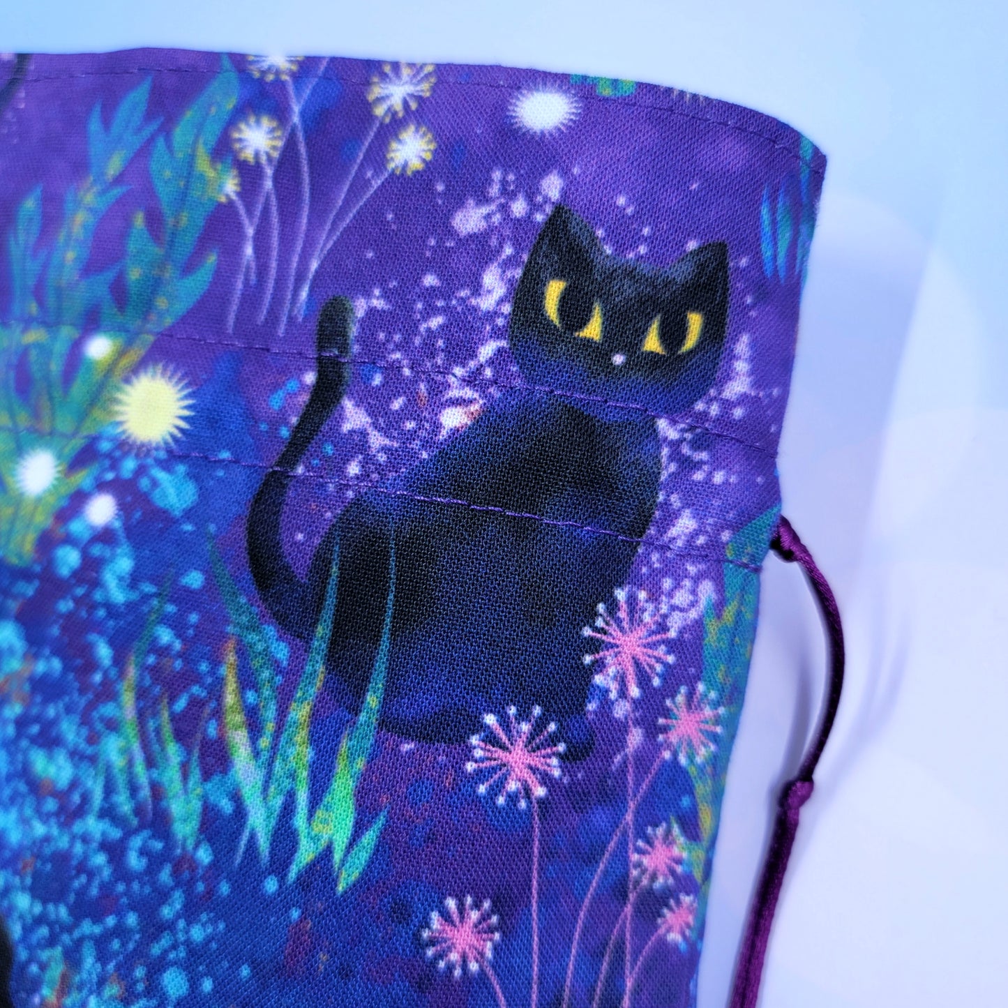 Witchy Mystical Black Kitty Garden Tarot Pouch