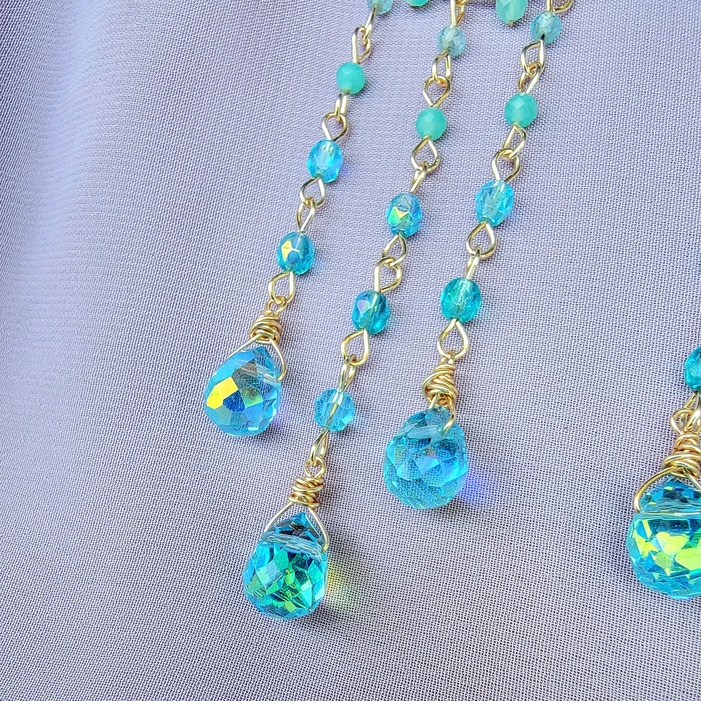 Amazonite & Blue Apatite Kitty Sun Catcher Earrings