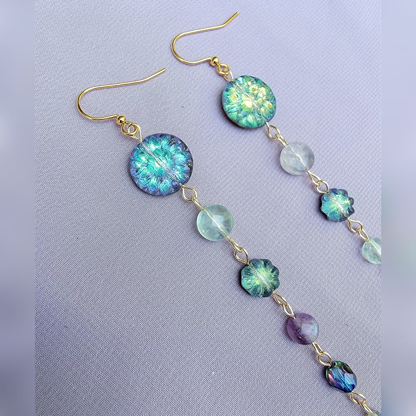 Mystical Fluorite Flower Earrings
