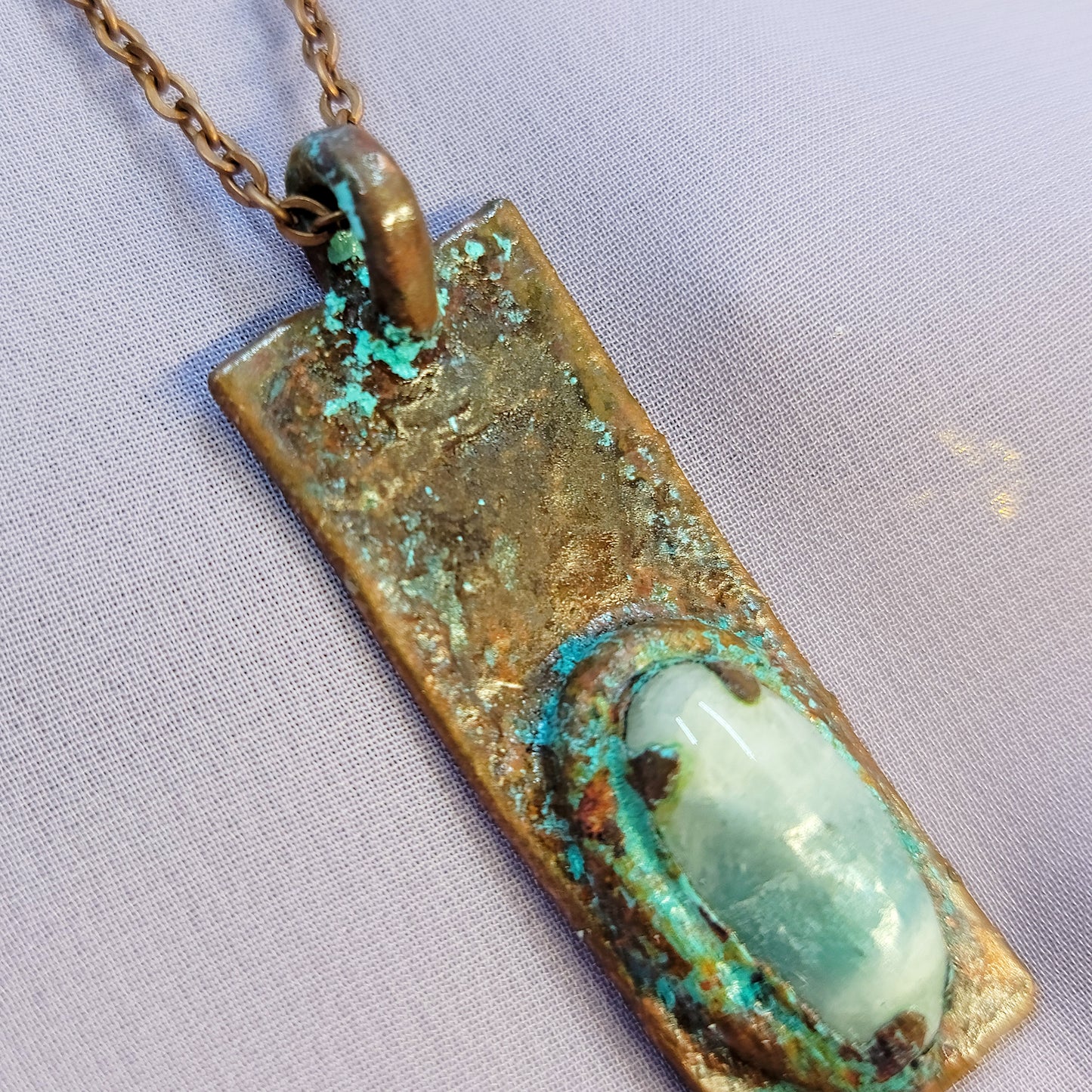 Amazonite Patina Electroformed Copper Necklace