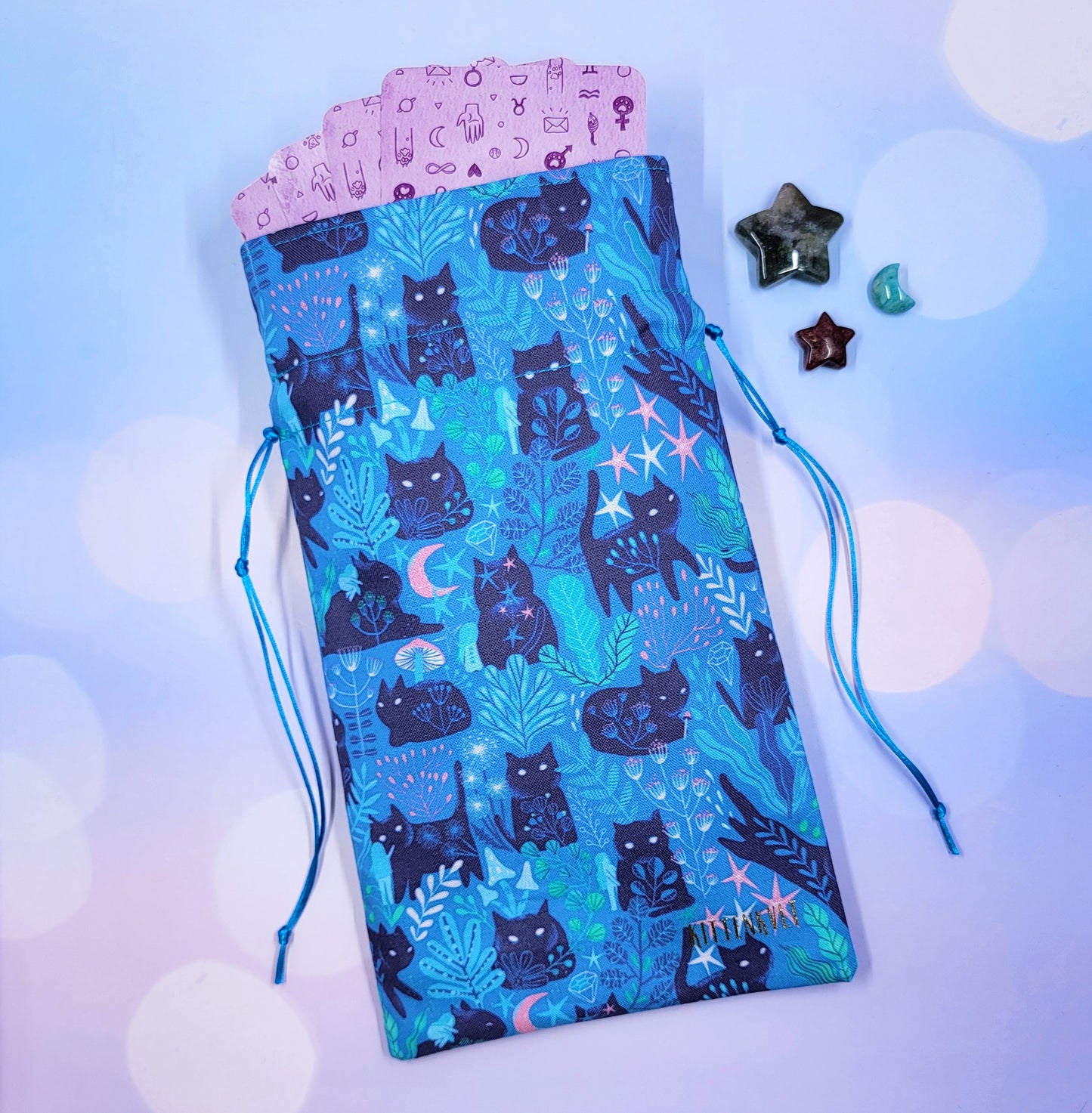 Witchy Mystical Kitty Fairy Garden Tarot Pouch
