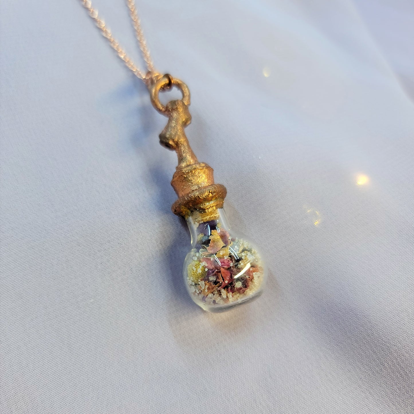 Anxiety Banishing Spell Jar Woodland Fairy Electroformed Copper Necklace