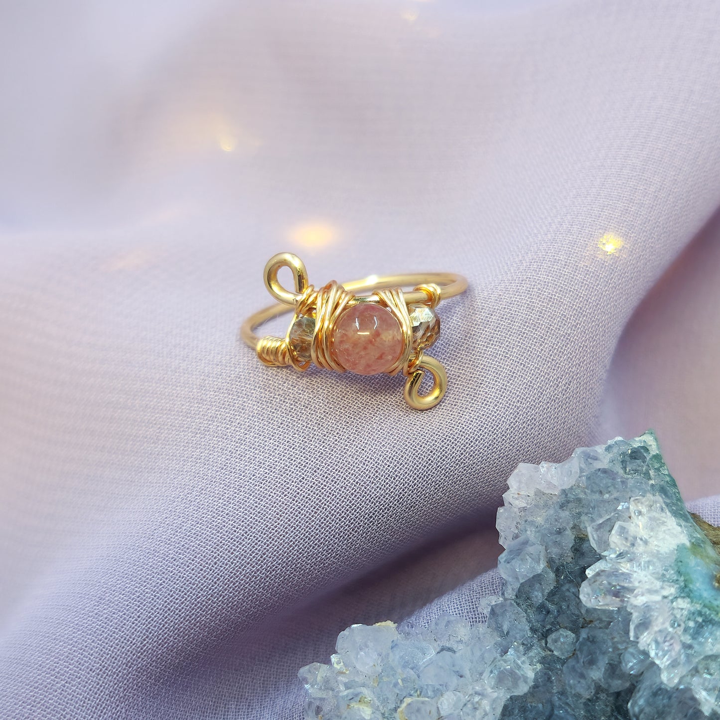 Mystical Fairy Strawberry Quartz Ring
