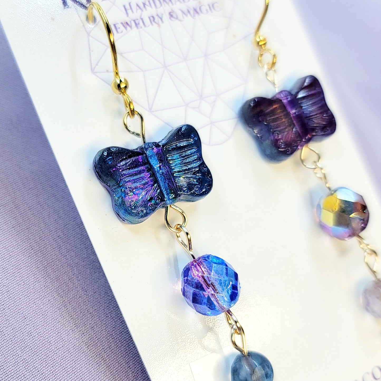 Fluorite & Amethyst Magical Butterfly Earrings