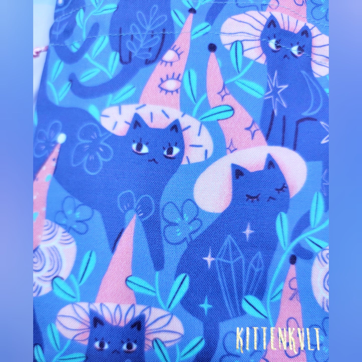 Mystical Witchy Kitty Cat Pastel Garden Trinket Pouch