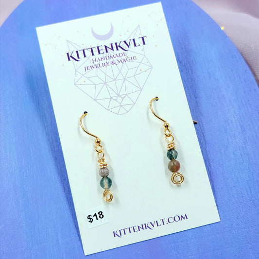 Earthy Fairy Ocean Jasper & Moss Agate Earrings