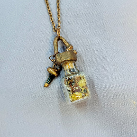 Anxiety Banishing Spell Jar & Shark Tooth Electroformed Copper Necklace