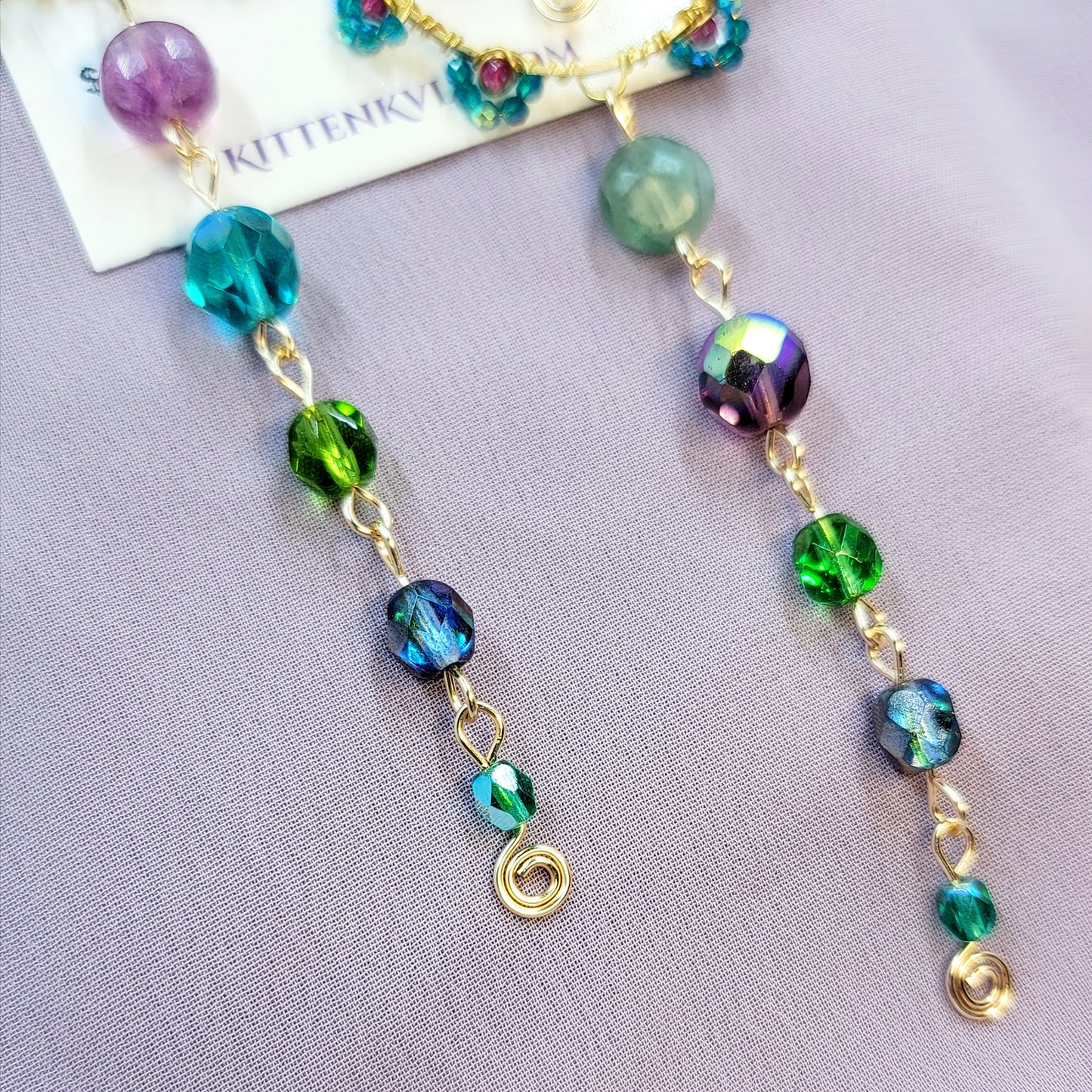 Mystical Rainbow Fluorite & Czech Glass Butterfly Sun Catcher Earrings