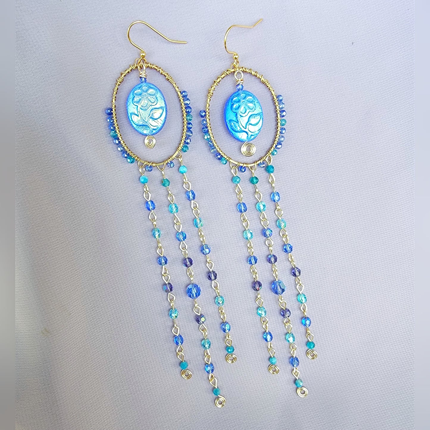 Blue Apatite Flower Earrings