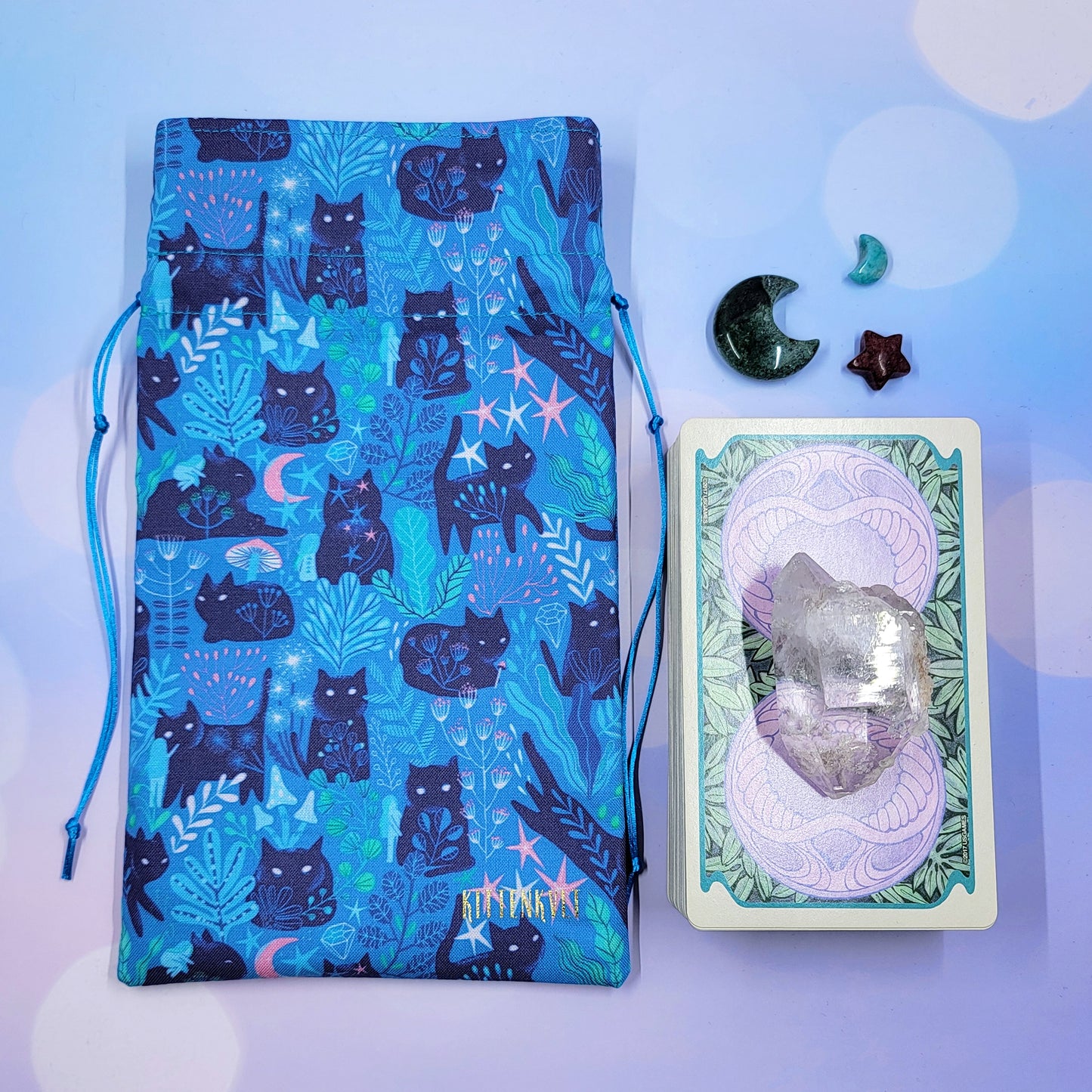 Witchy Mystical Kitty Fairy Garden Tarot Pouch