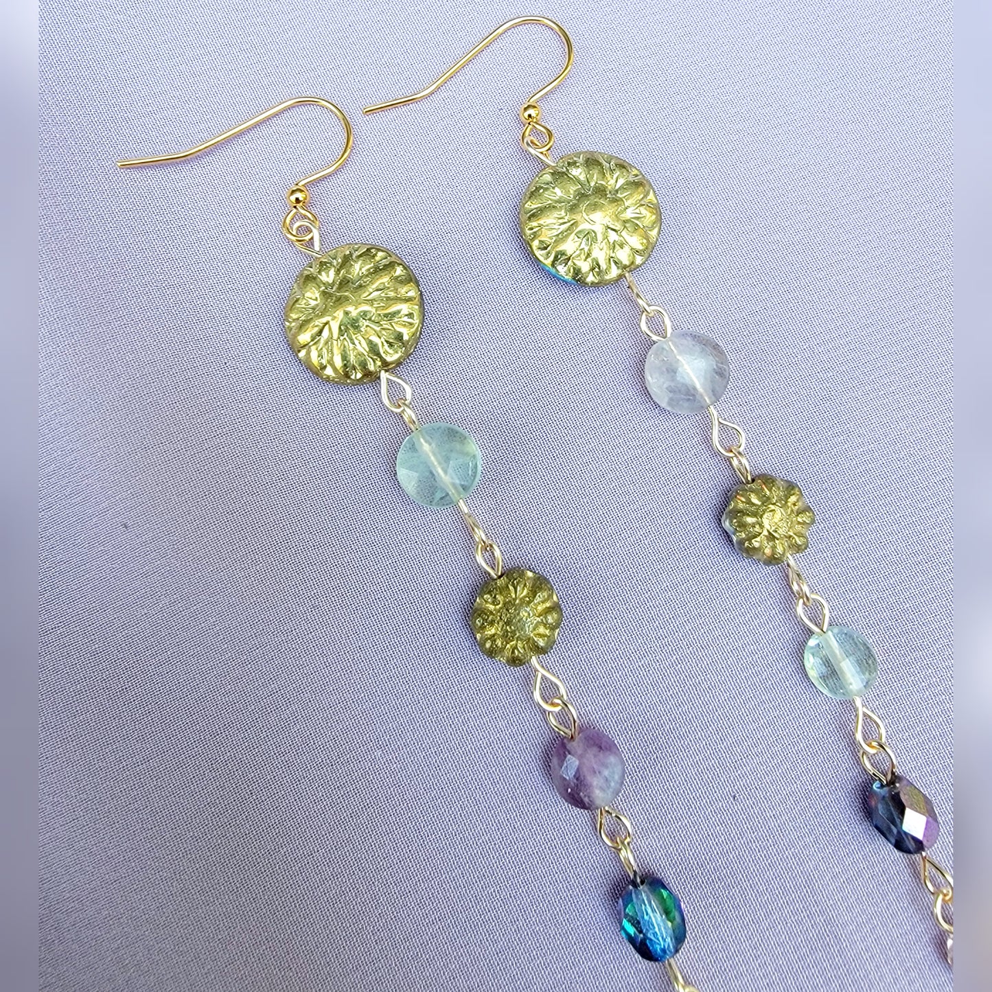 Mystical Fluorite Flower Earrings