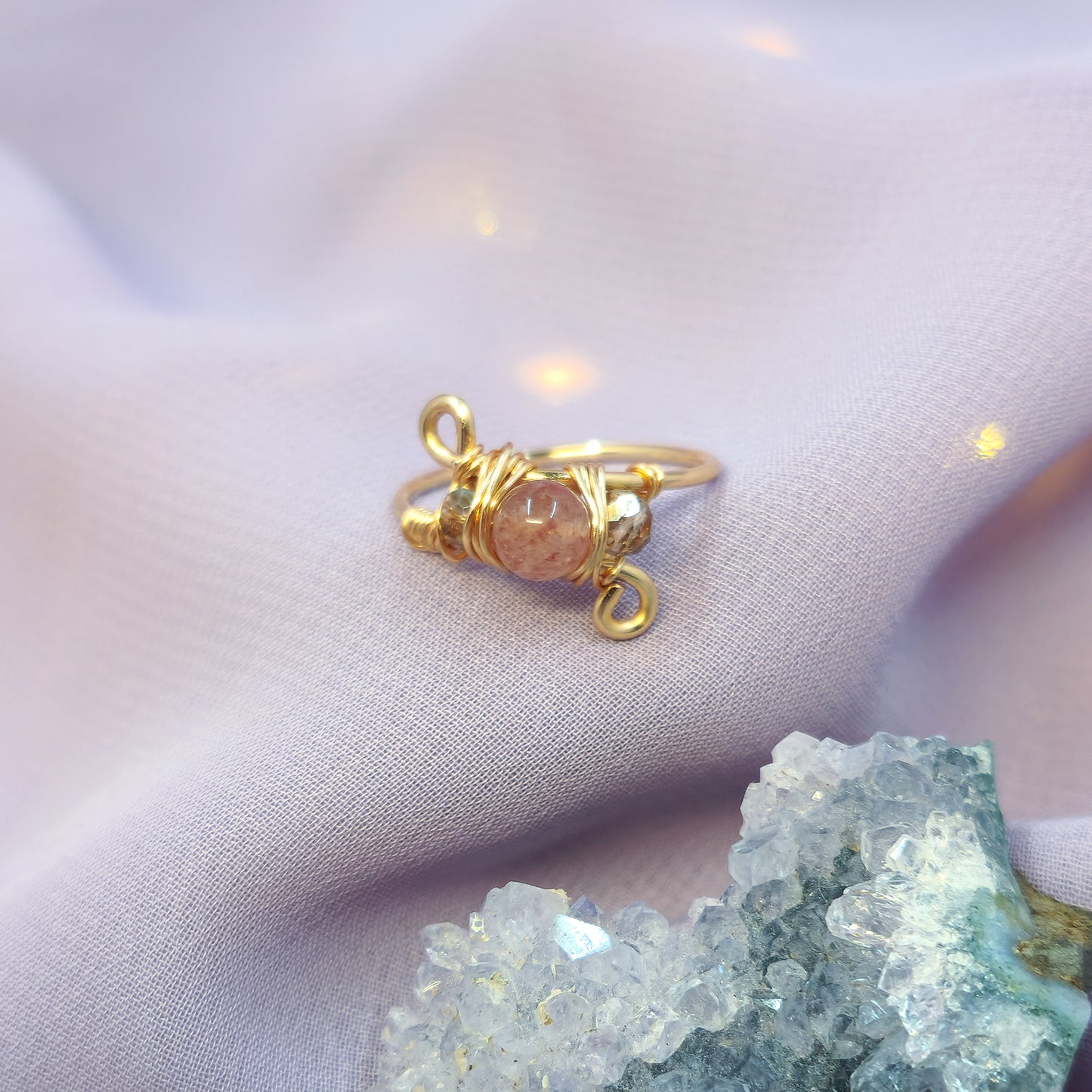 Mystical Fairy Strawberry Quartz Ring