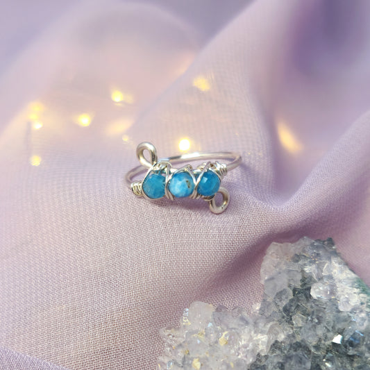 Mystical Sea Witch Fairy Blue Apatite Ring
