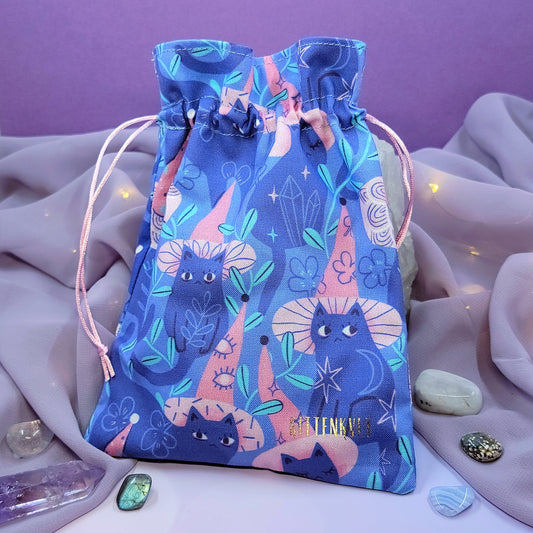 Mystical Witchy Kitty Crystal Trinket Pouch