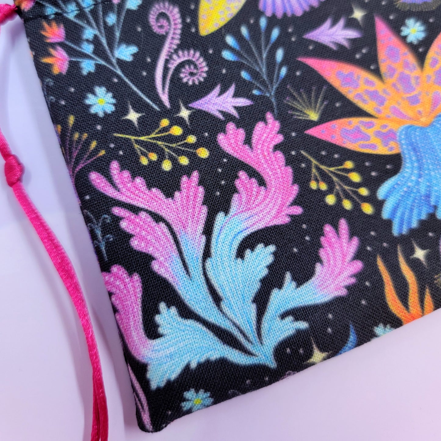 Mystical Witchy Lotus Orchid Floral Rainbow Crystal Pouch