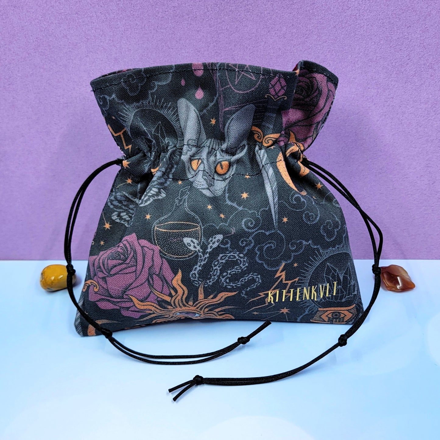 Mystical Witchy Gothic Hairless Sphynx Cat Crystal Pouch