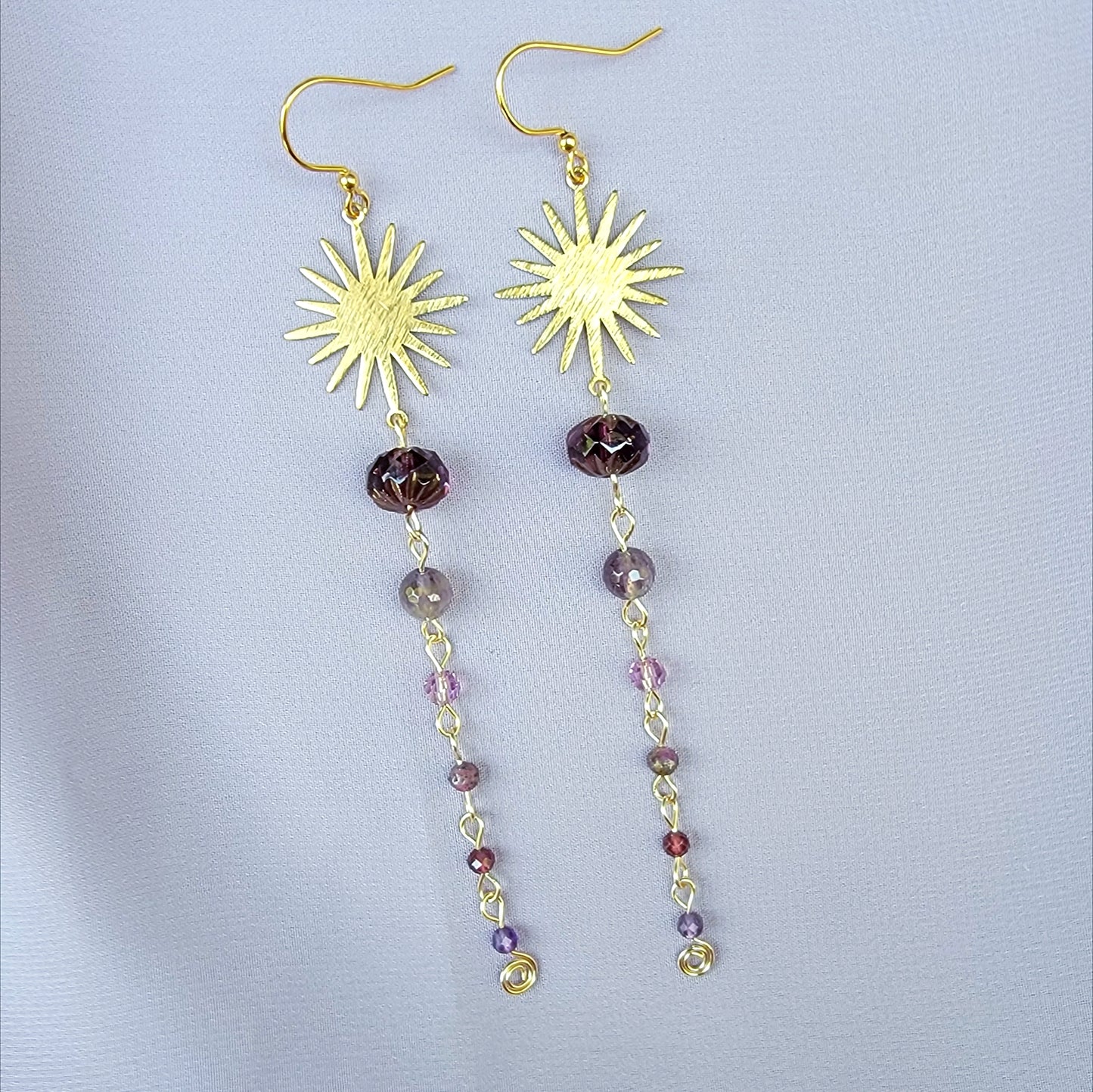 Celestial Amethyst, Garnet, & Ruby With Sapphire Earrings