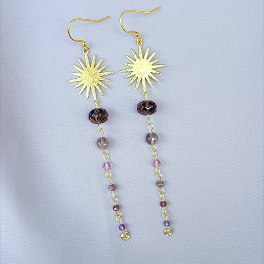 Celestial Amethyst, Garnet, & Ruby With Sapphire Earrings